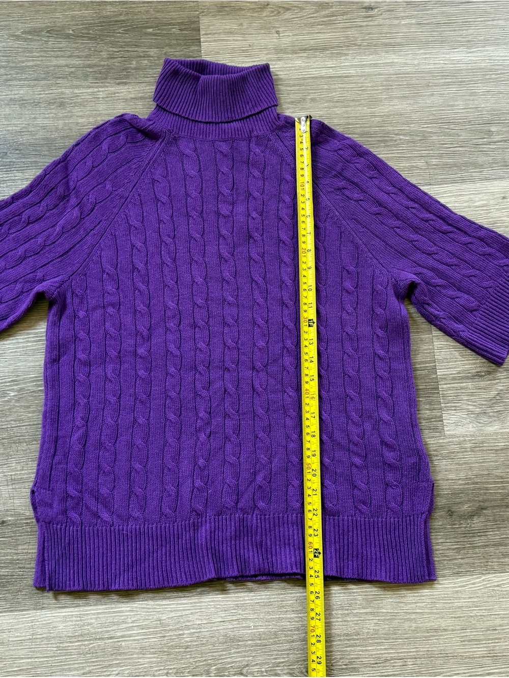 Lauren Ralph Lauren Purple Cable Knit Turtleneck XS - Picture 6 of 6